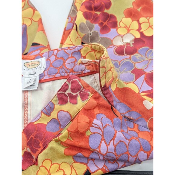 Talbots Petites Stretch Vtg Ankle Capri Floral Colorful Side Zip Pants Size 6 - Picture 5 of 9